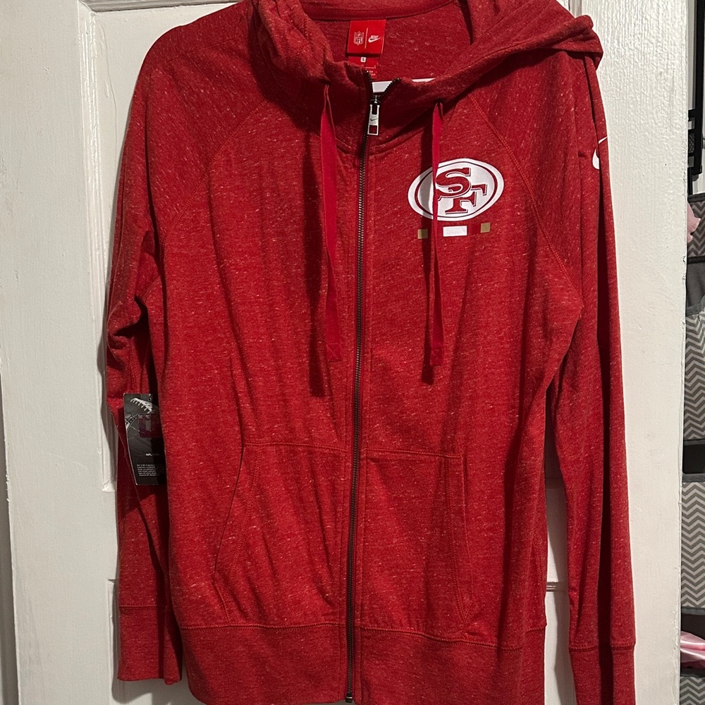 San Francisco 49er Nike Red Full-Zip Hoodie with SF Logo